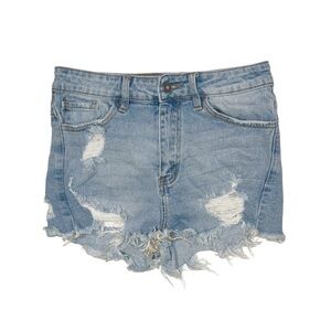 NATURE Women's Distressed Denim Shorts Size Medium Raw Hem